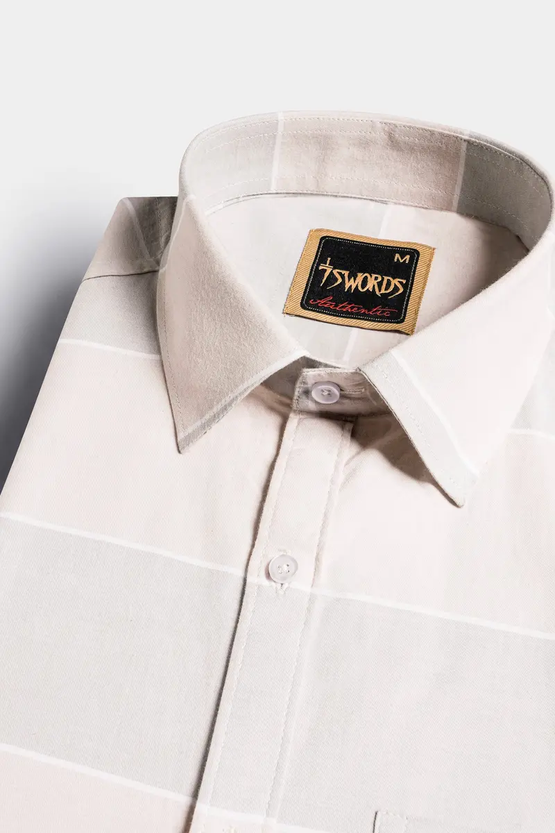 7Swords-Amour Beige And Oyster Brown Striped Premium Cotton Shirt 1