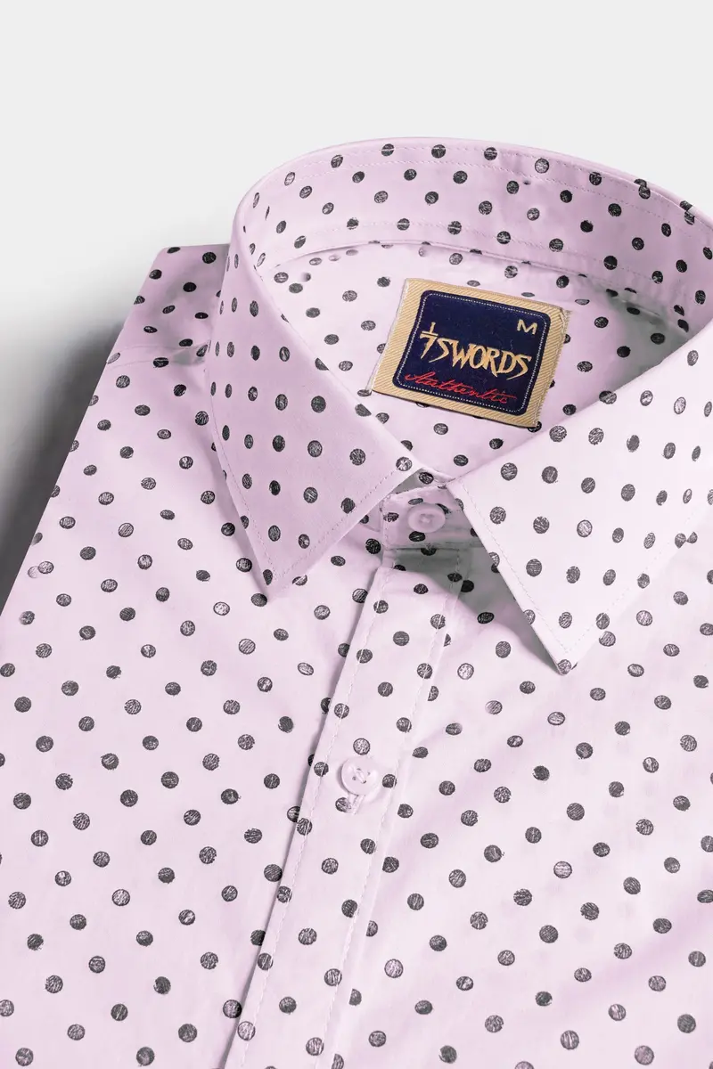 7Swords-Cameo Lavender And Martini Gray Polka Dots Printed Premium Cotton Shirt 1