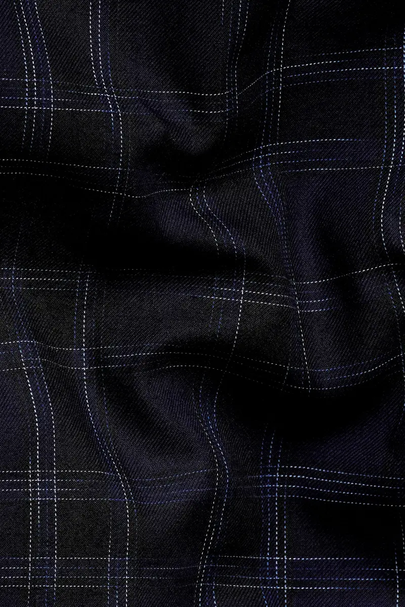 7Swords-Cinder Blue And White Checkered Premium Cotton Shirt 2