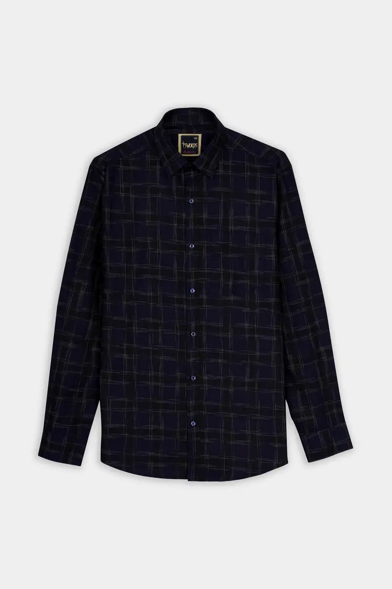 7Swords-Cinder Blue And White Checkered Premium Cotton Shirt 5