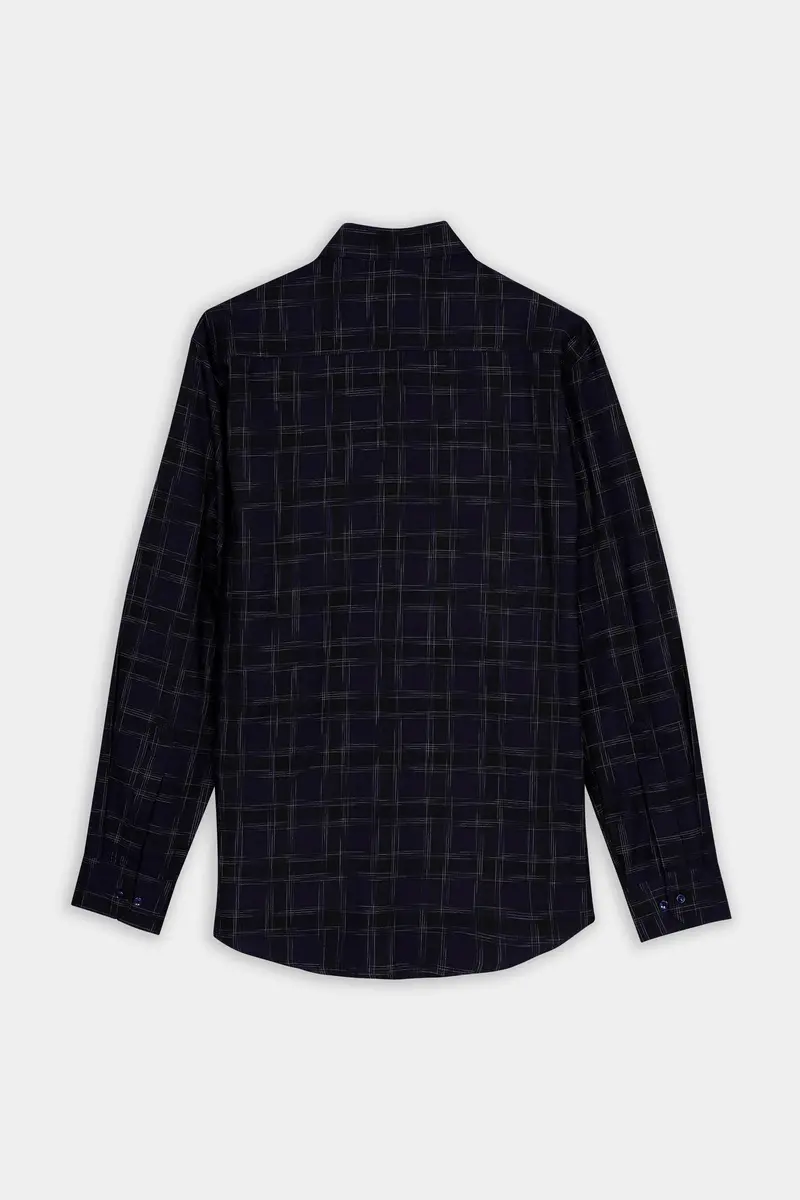 7Swords-Cinder Blue And White Checkered Premium Cotton Shirt 6