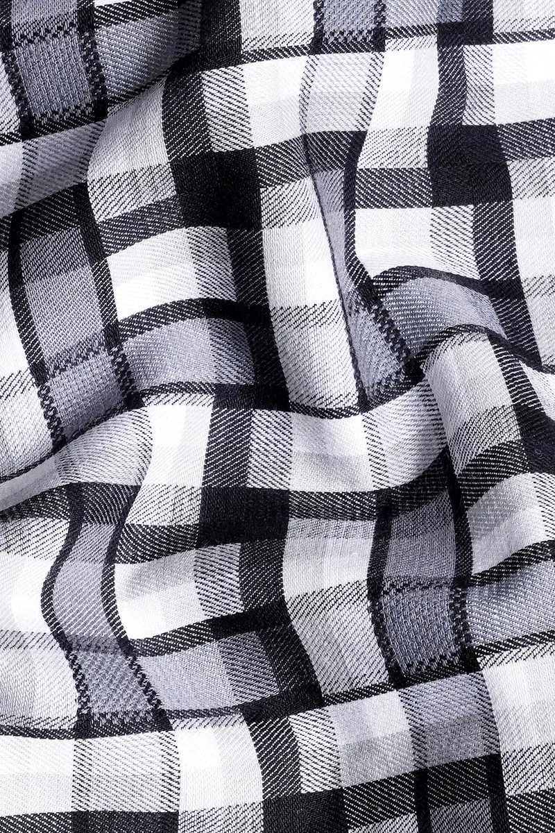 7Swords-Davy Gray With Cinder Gray And White Checkered Premium Cotton Shirt 2