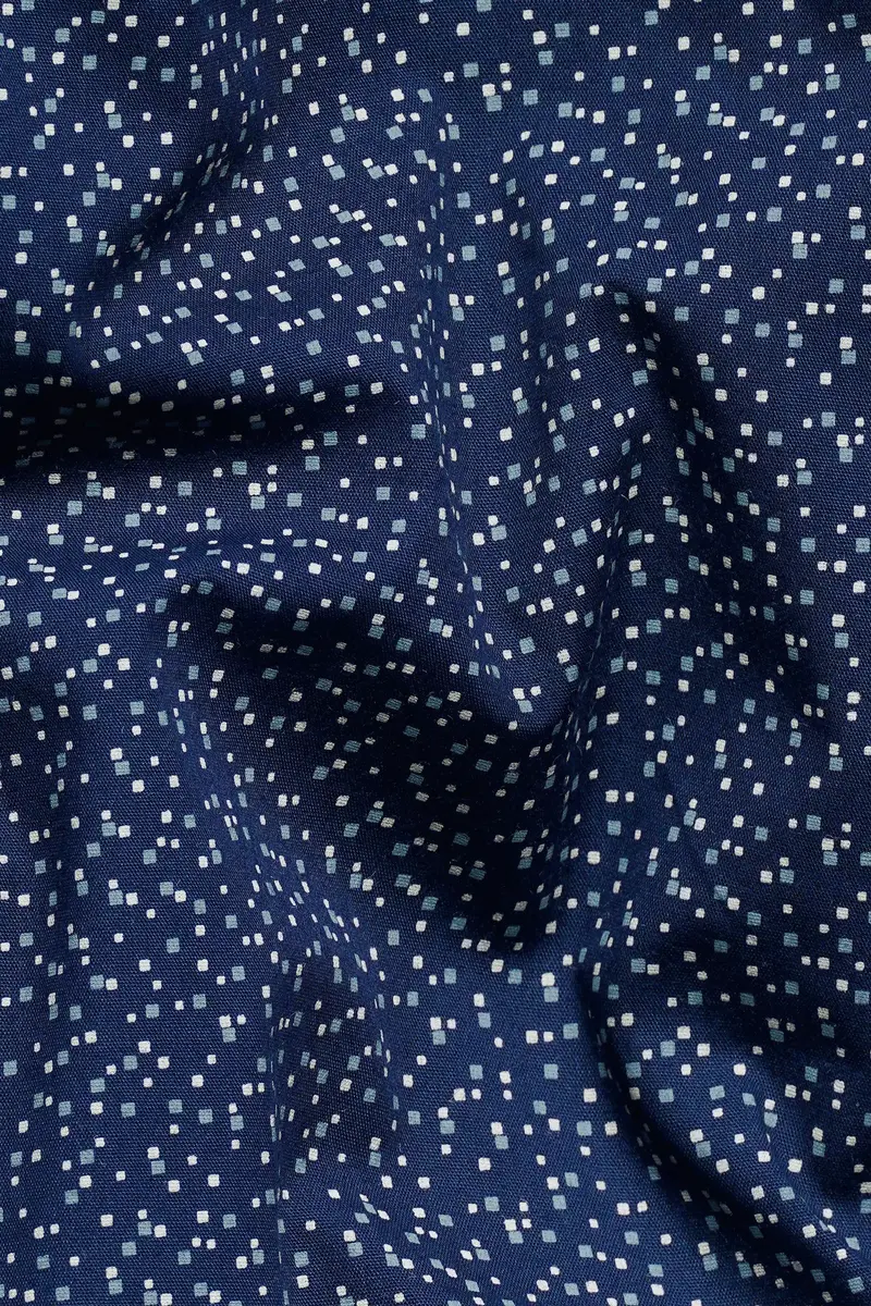 7Swords-Ebony Clay Blue Micro Printed Premium Cotton Mandarin Shirt 2