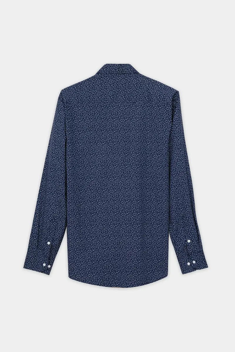 7Swords-Ebony Clay Blue Micro Printed Premium Cotton Mandarin Shirt 4