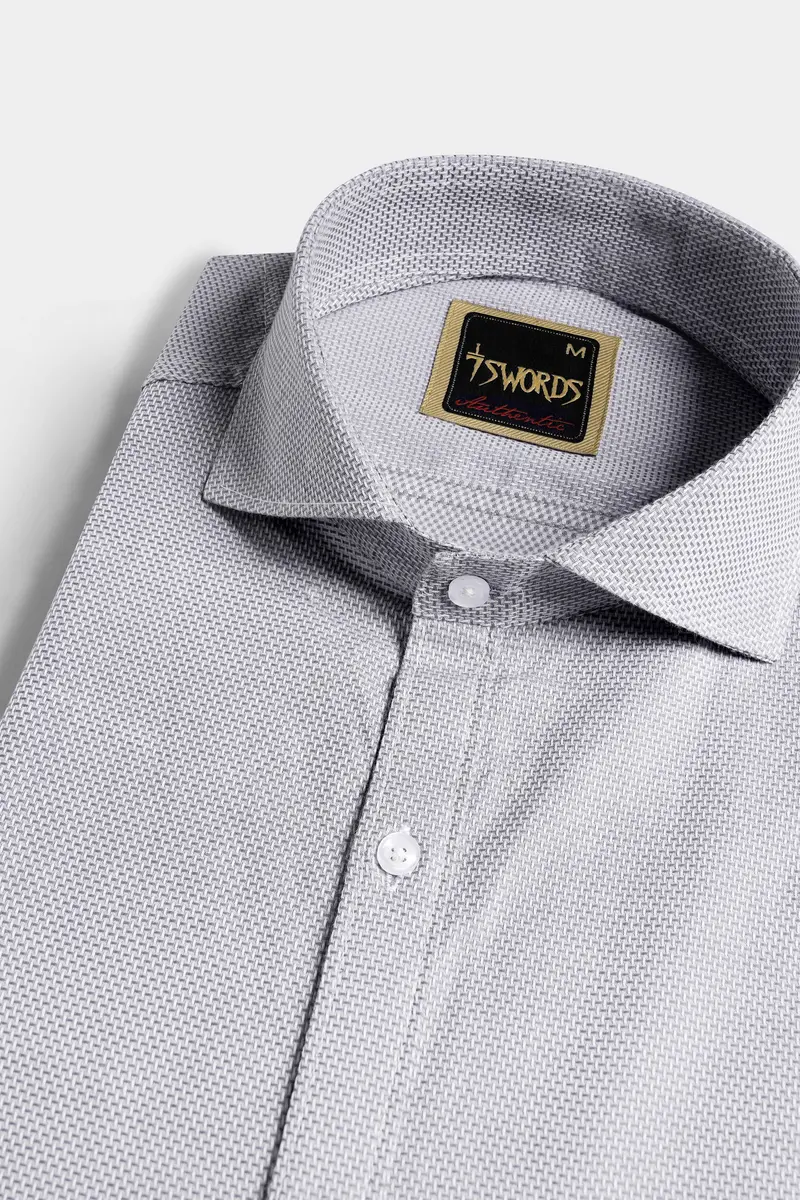 7Swords-Ghost Gray Textured Premium Cotton Shirt 1