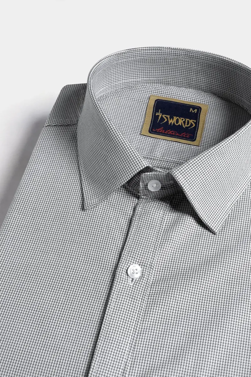 7Swords-Gunsmoke Gray Houndstooth Premium Cotton Shirt 1