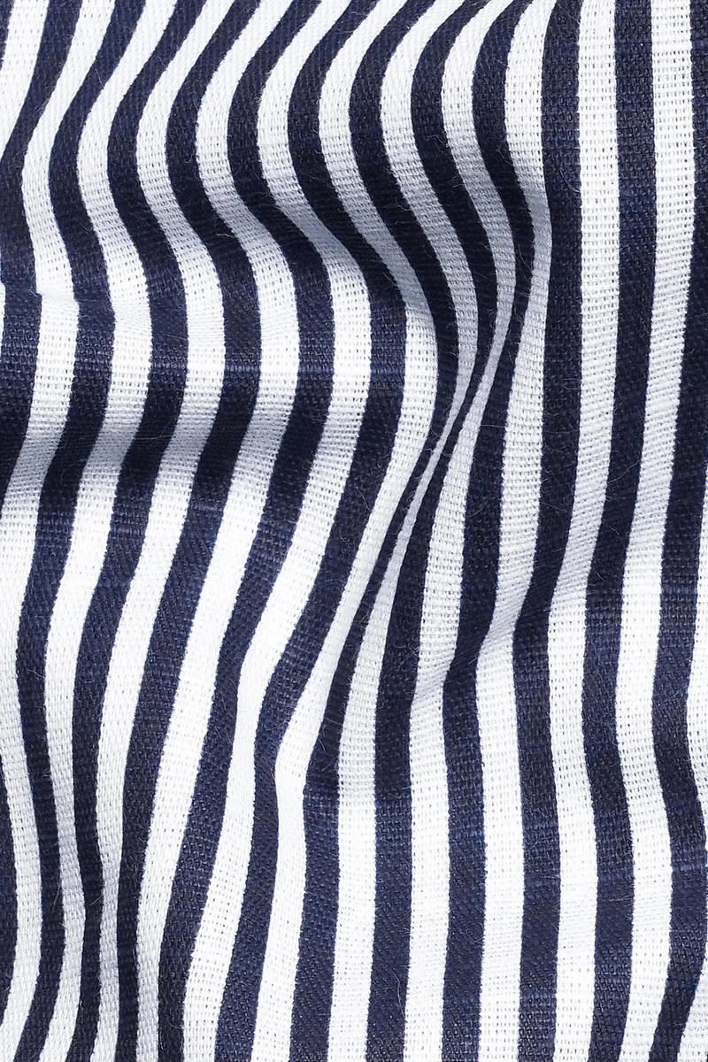 7Swords-Haiti Blue And Bright White Striped Premium Cotton Shirt 2