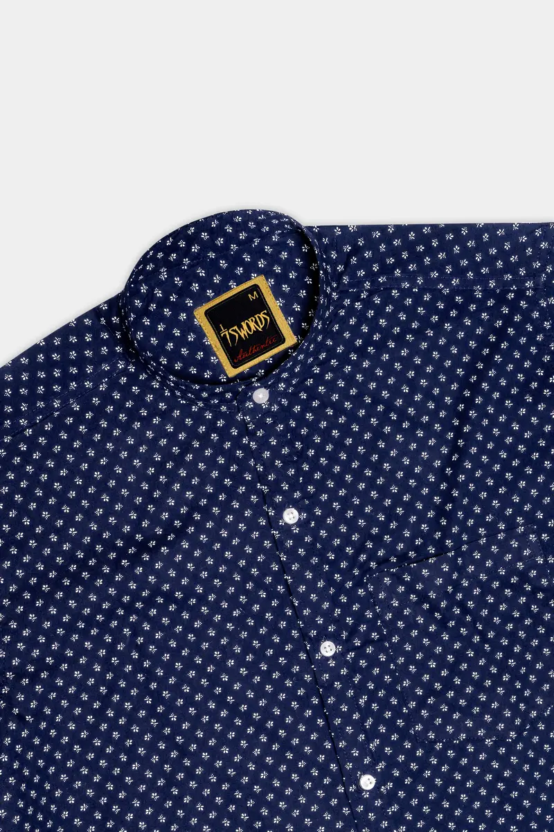 7Swords-Haiti Blue Printed Premium Cotton Casual Shirt 5