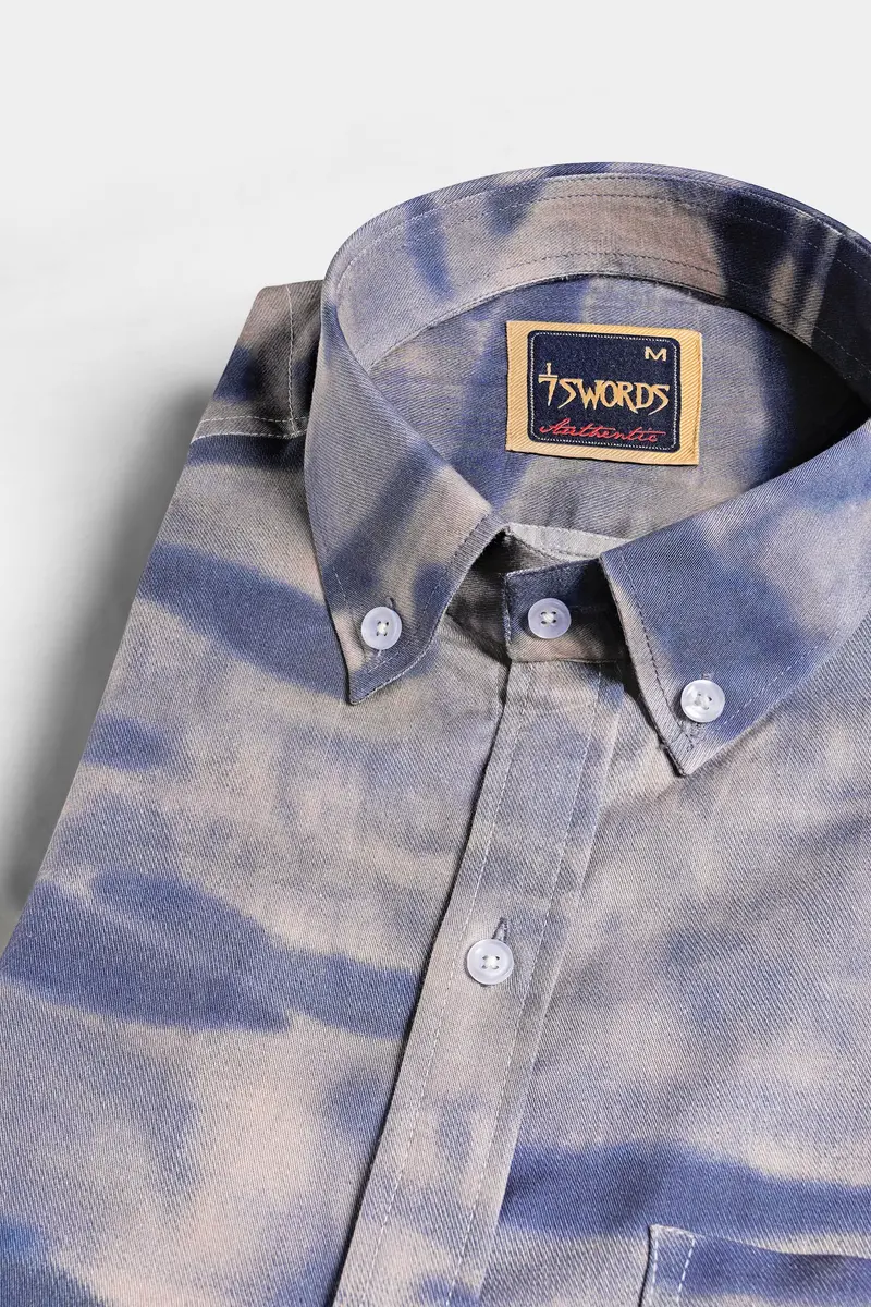 7Swords-Mobster Gray And Logan Gray Tie-Dye Printed Premium Cotton Shirt 1