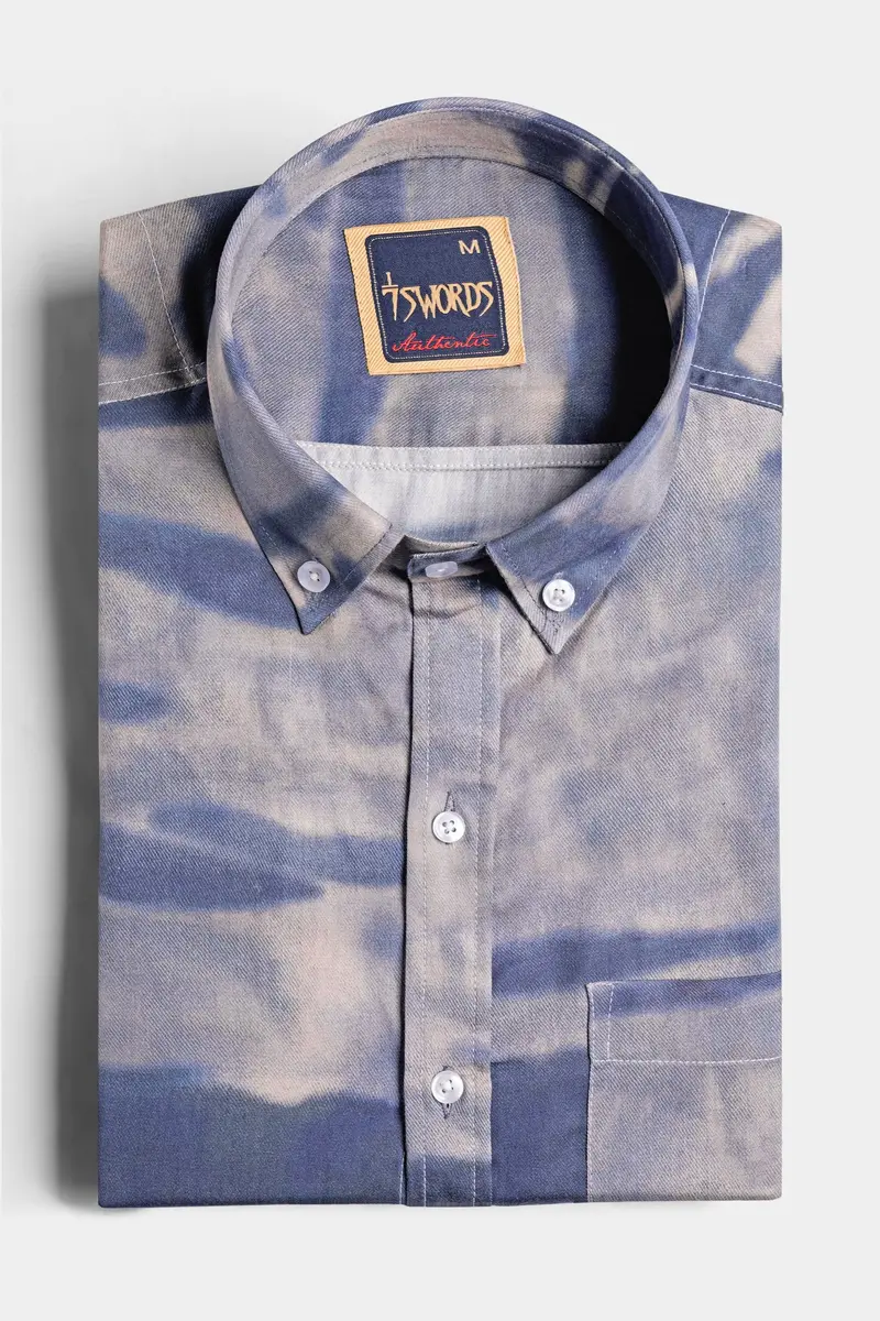 7Swords-Mobster Gray And Logan Gray Tie-Dye Printed Premium Cotton Shirt 3