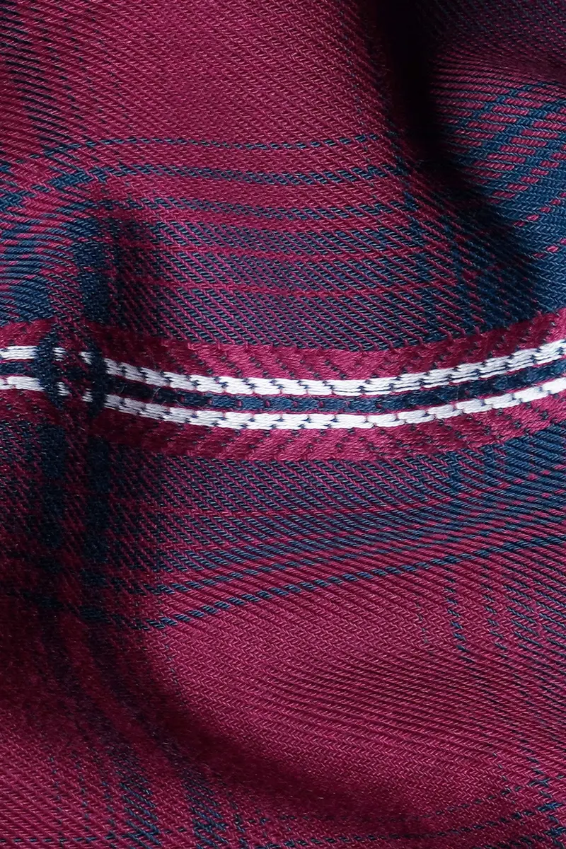 7Swords-Pansy Maroon And Ebony Clay Blue Plaid Premium Cotton Shirt 2