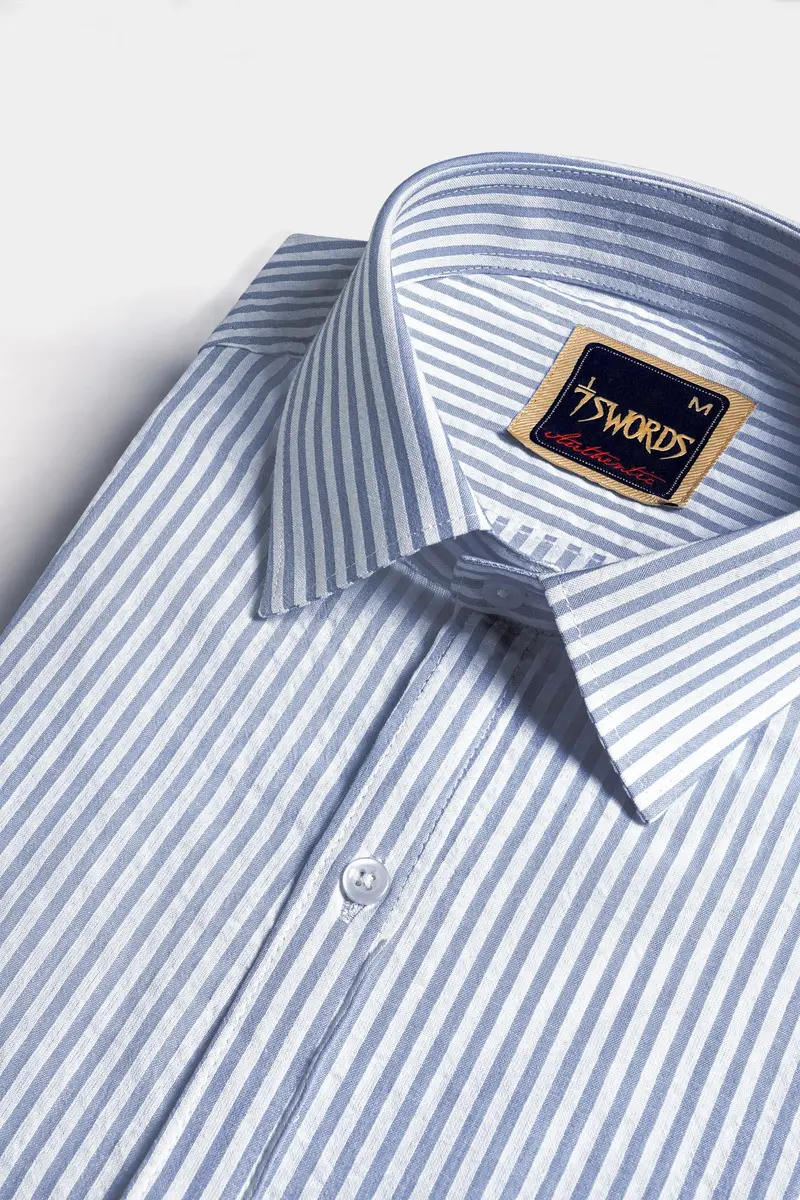7Swords-Perano Blue And White Striped Premium Cotton Shirt 1
