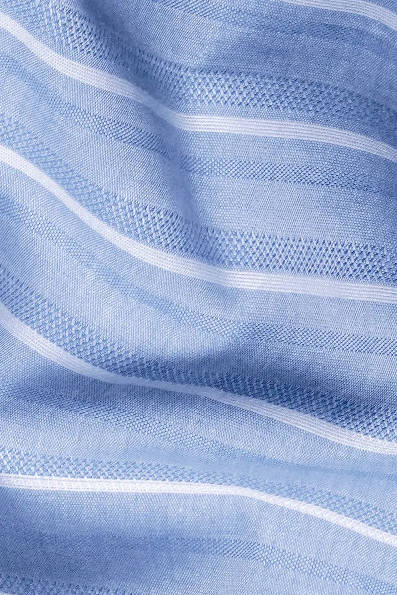 7Swords-Polo Blue And White Striped Premium Cotton Shirt 2