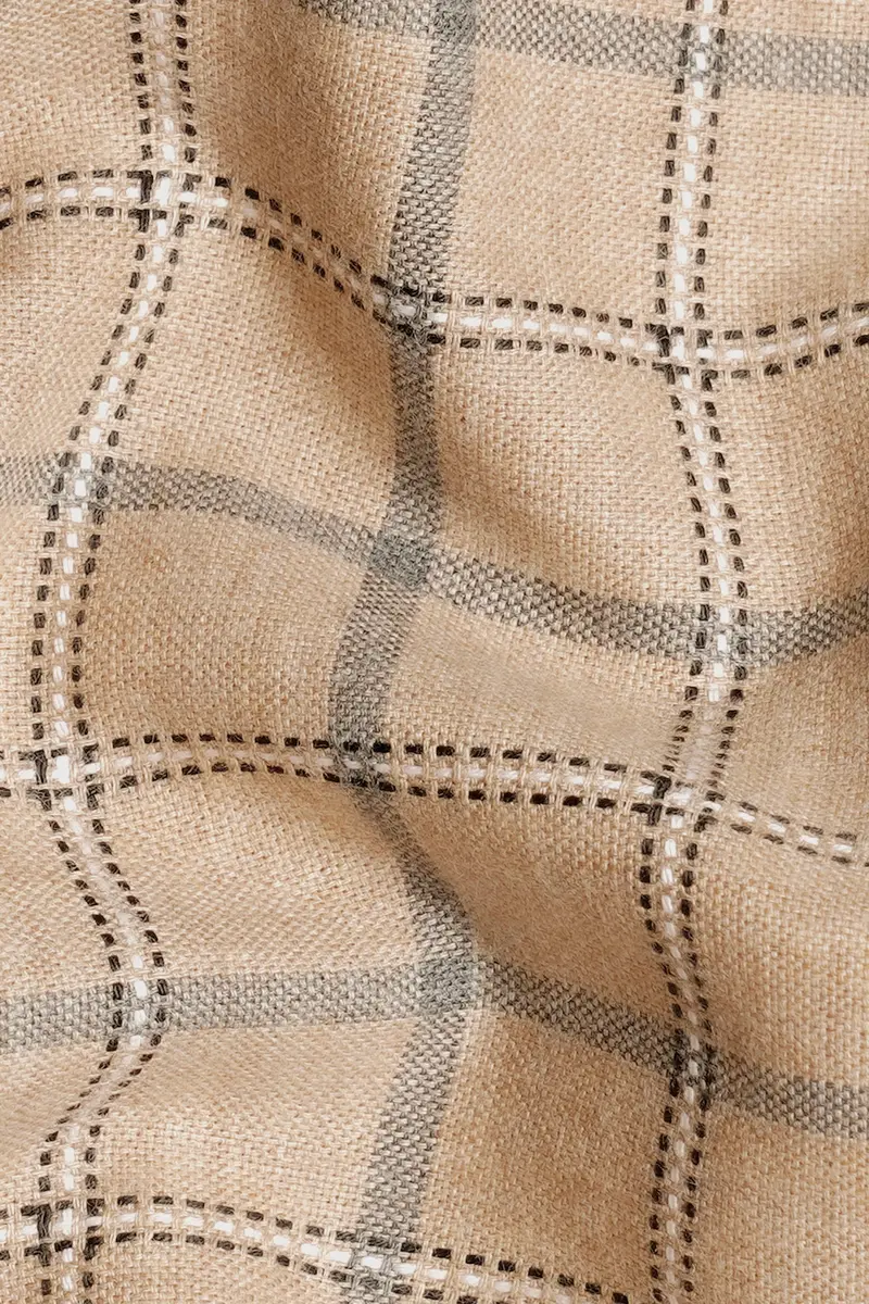 7Swords-Tan Brown And Regent Gray Checkered Premium Cotton Shirt 2