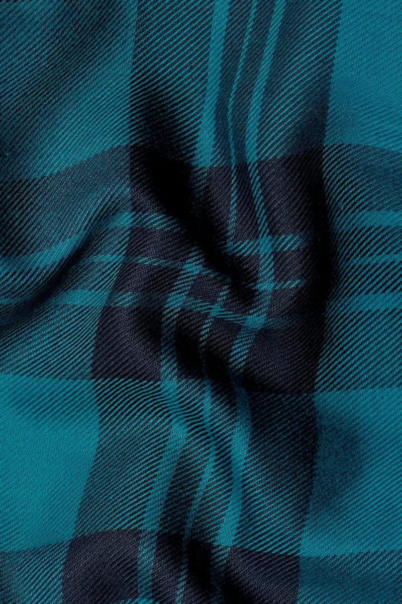 7Swords-Teal Blue And Haiti Blue Plaid Premium Cotton Button Down Shirt 2