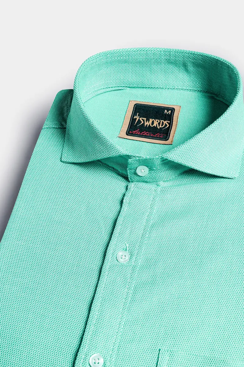 7Swords-Tiffany Green Textured Premium Cotton Shirt 1