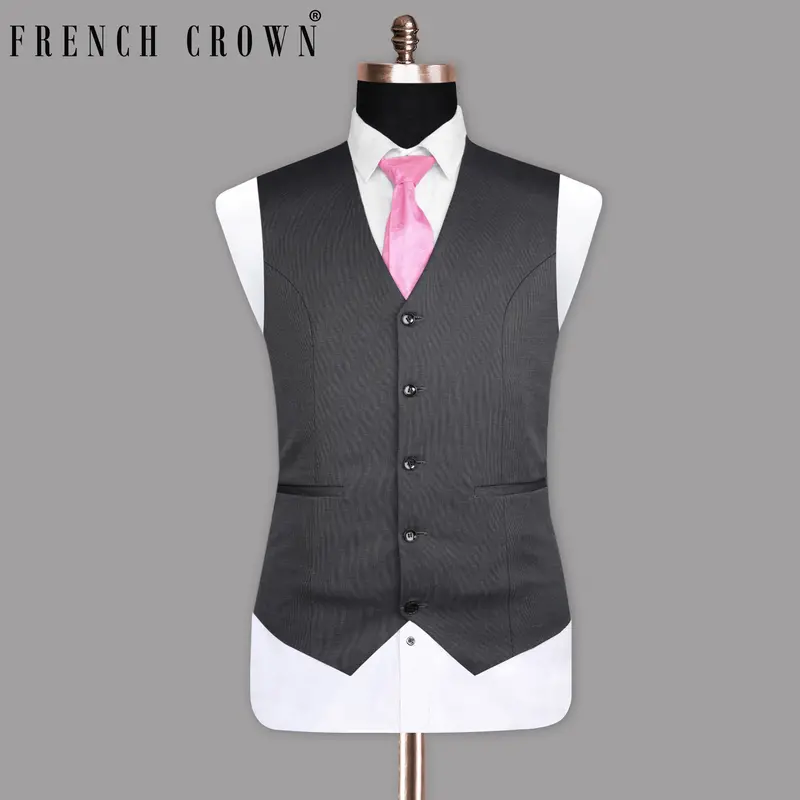 Abbey Gray Micro Textured Wool Waistcoat 1