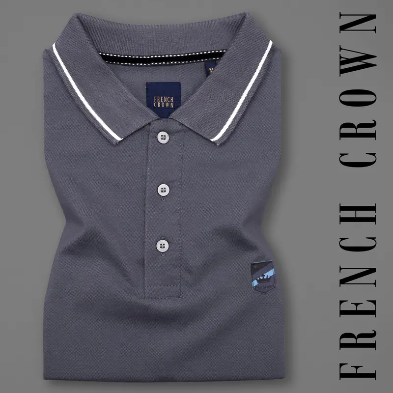 Abbey Grey Super Soft Organic Cotton Mercerised Pique Polo 1