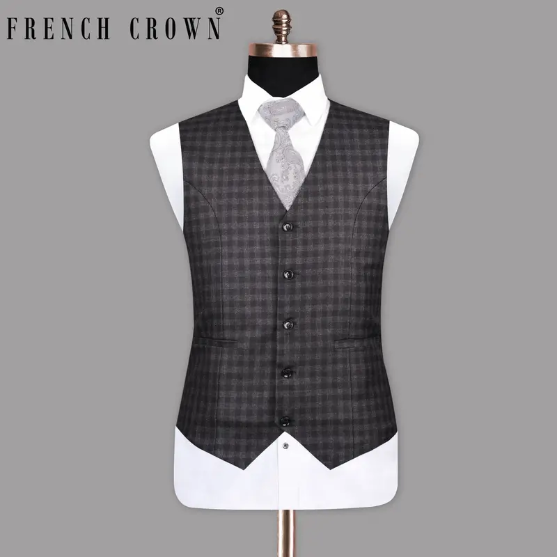 Abbey Grey Tonal Checked Waistcoat 1