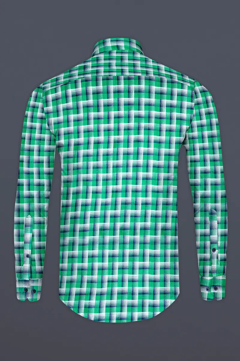 Acapulco Green And Bright White Twill Premium Cotton Shirt 5