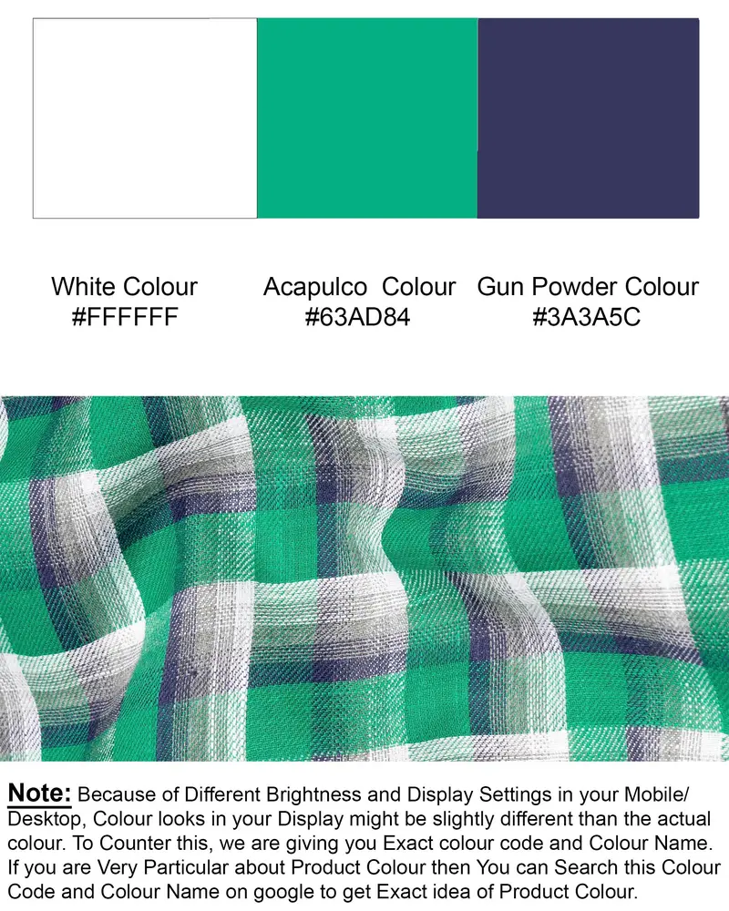 Acapulco Green And Bright White Twill Premium Cotton Shirt 8