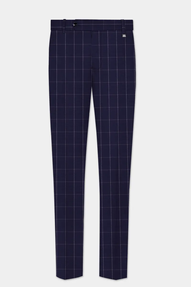 Admiral Blue Windowpane Wool Rich Pant 2