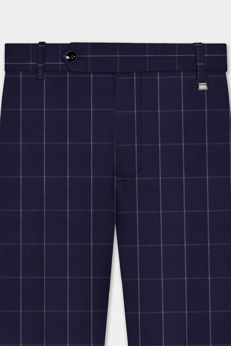 Admiral Blue Windowpane Wool Rich Pant 4