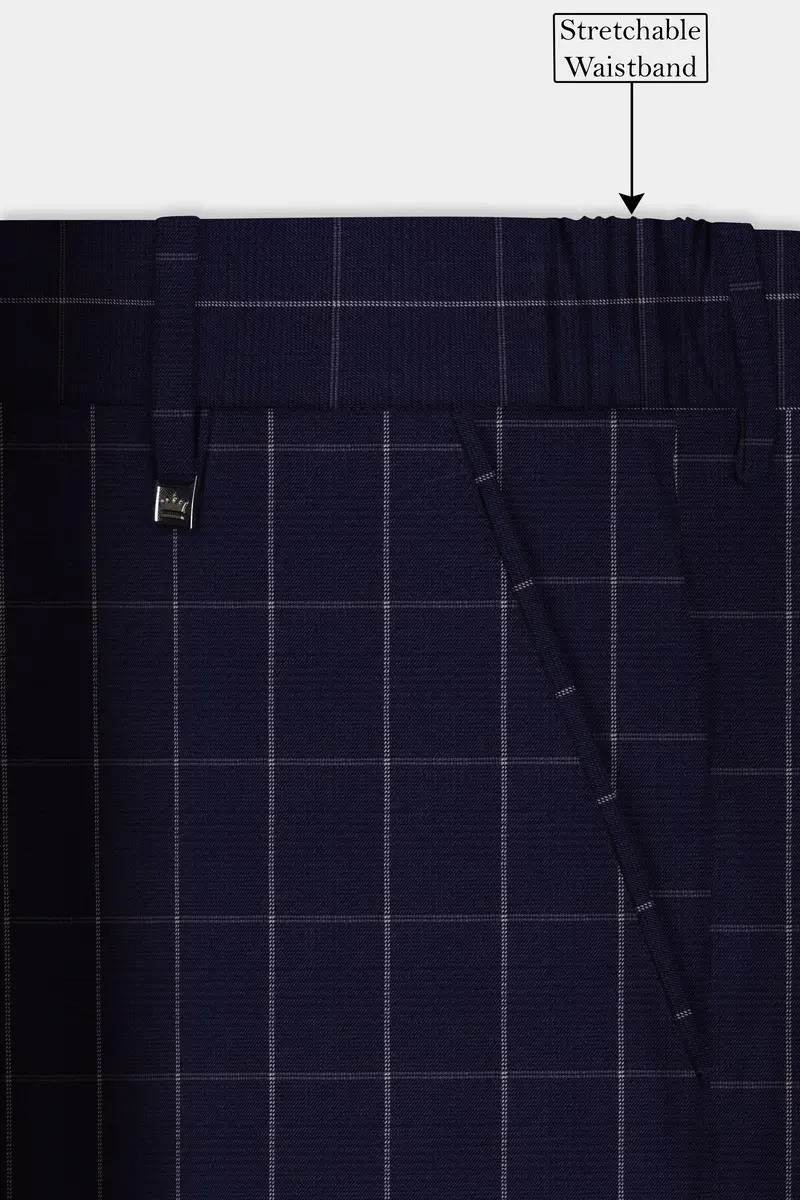 Admiral Blue Windowpane Wool Rich Pant 6