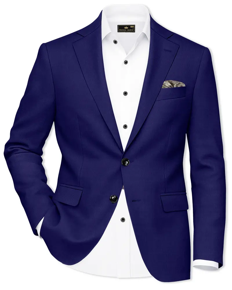 Admiral Blue Wool Rich Single Breasted Blazer 1
