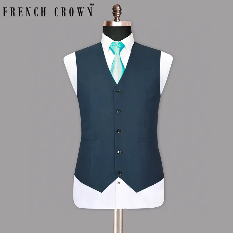 Aegean Blue Premium Cotton Waistcoat 1