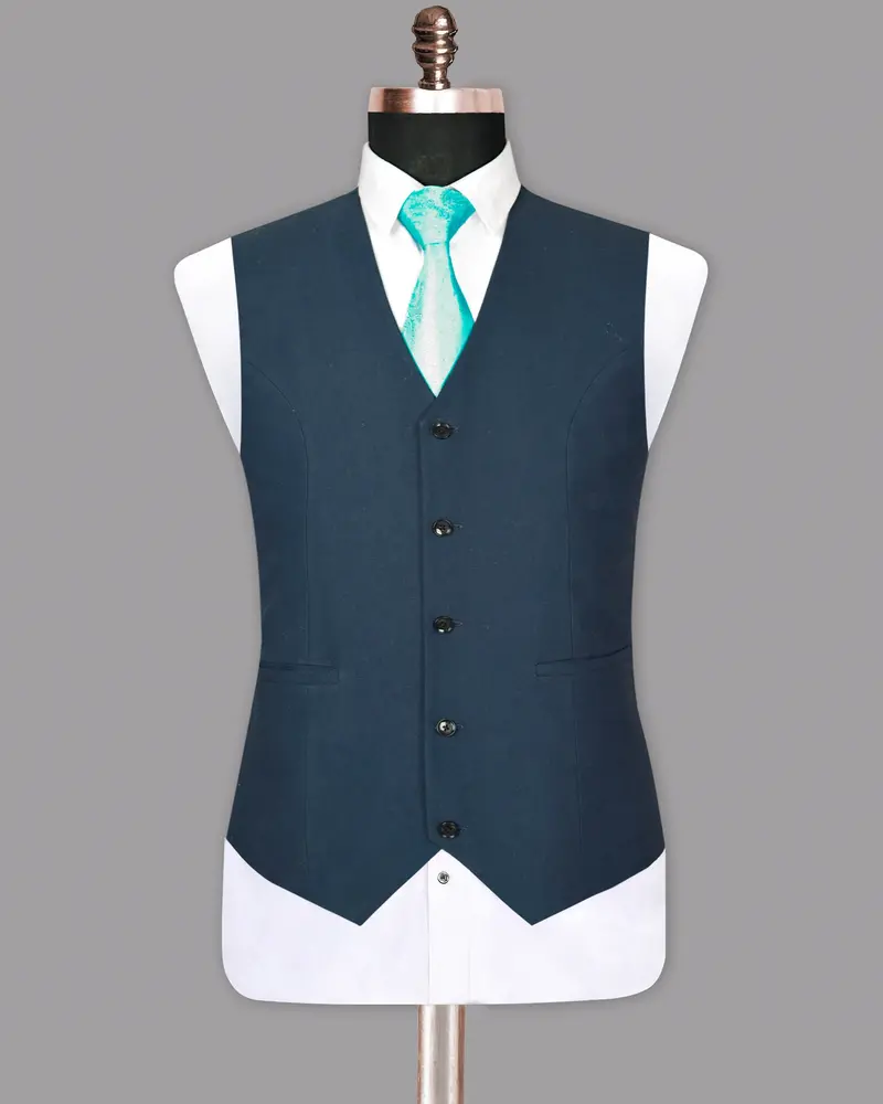 Aegean Blue Premium Cotton Waistcoat 2
