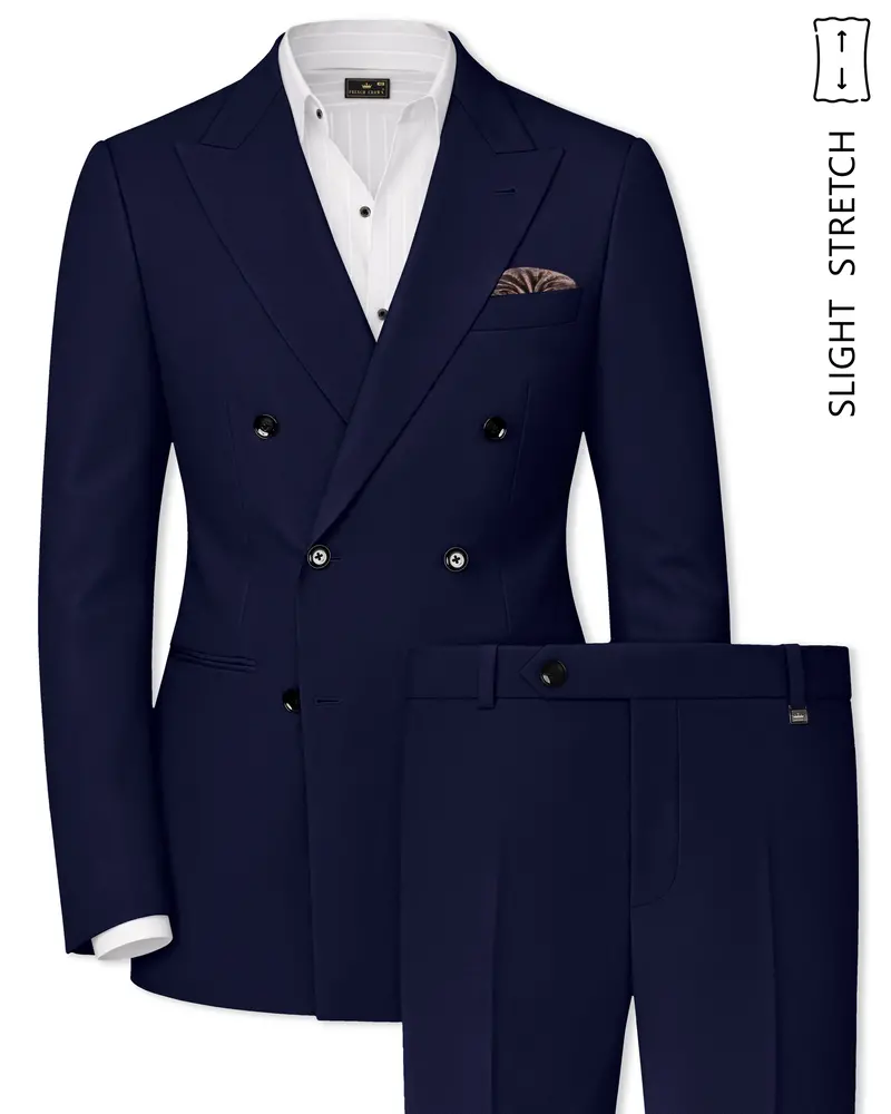 Aegean-Mirage Blue Slight Stretch Subtle Sheen Poly-Viscose Double Breasted Suit 1