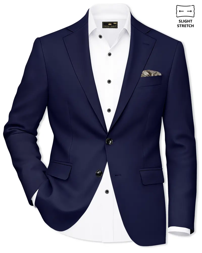Aegean-Mirage Blue Slight Stretch Subtle Sheen Poly-Viscose Single Breasted Blazer 1