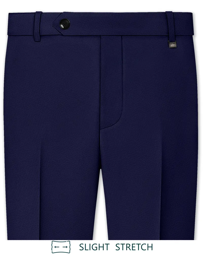 Aegean-Mirage Blue Slight Stretch Subtle Sheen Poly-Viscose Waistband Pant 1