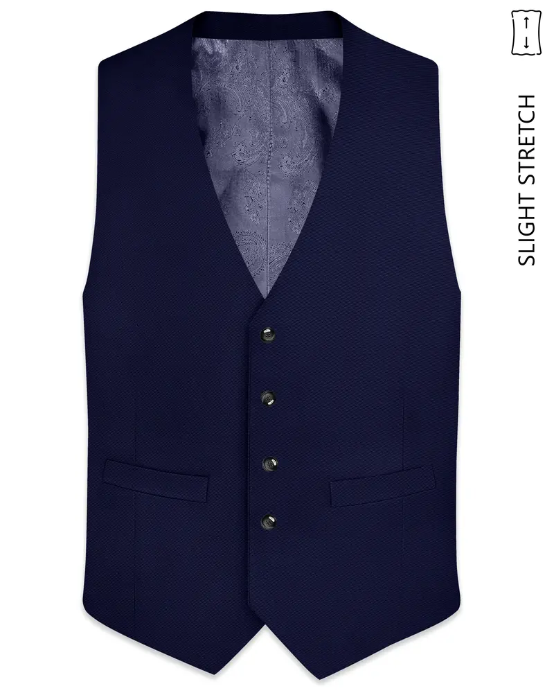 Aegean-Mirage Blue Slight Stretch Subtle Sheen Poly-Viscose Waistcoat 1