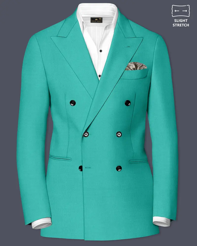 Aegir-Viking Blue Wool Rich Double Breasted Slight Stretch Blazer 1
