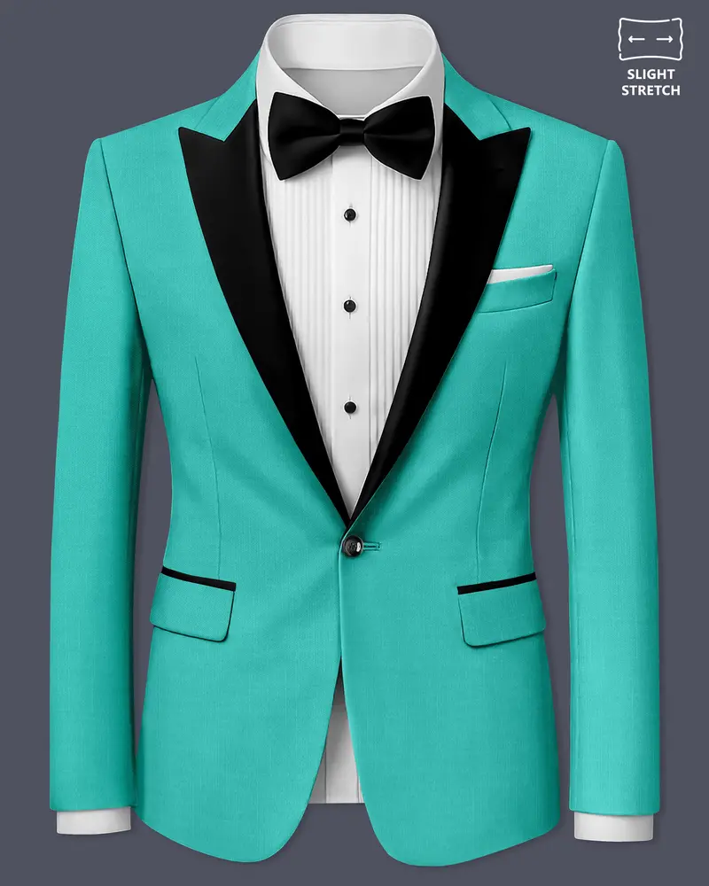Aegir-Viking Blue Wool Rich Peak Lapel Tuxedo Slight Stretch Blazer 1