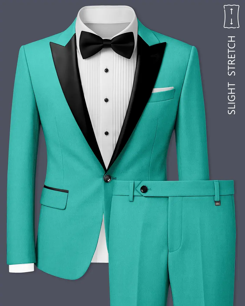 Aegir-Viking Blue Wool Rich Peak Lapel Tuxedo Slight Stretch Suit 1
