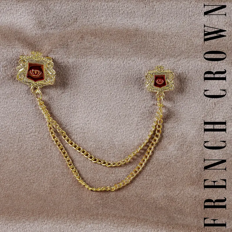 Aesthetic Maroon Queen Designer Gold Tone Brooch 1