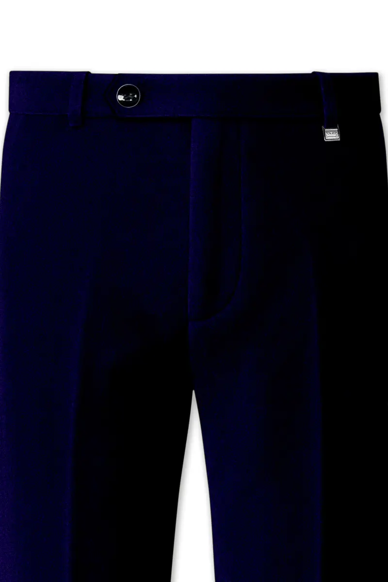 Aether-Stratos Blue Velvet Stretchable Waistband Pant 5