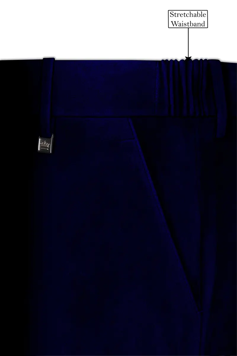 Aether-Stratos Blue Velvet Stretchable Waistband Pant 7