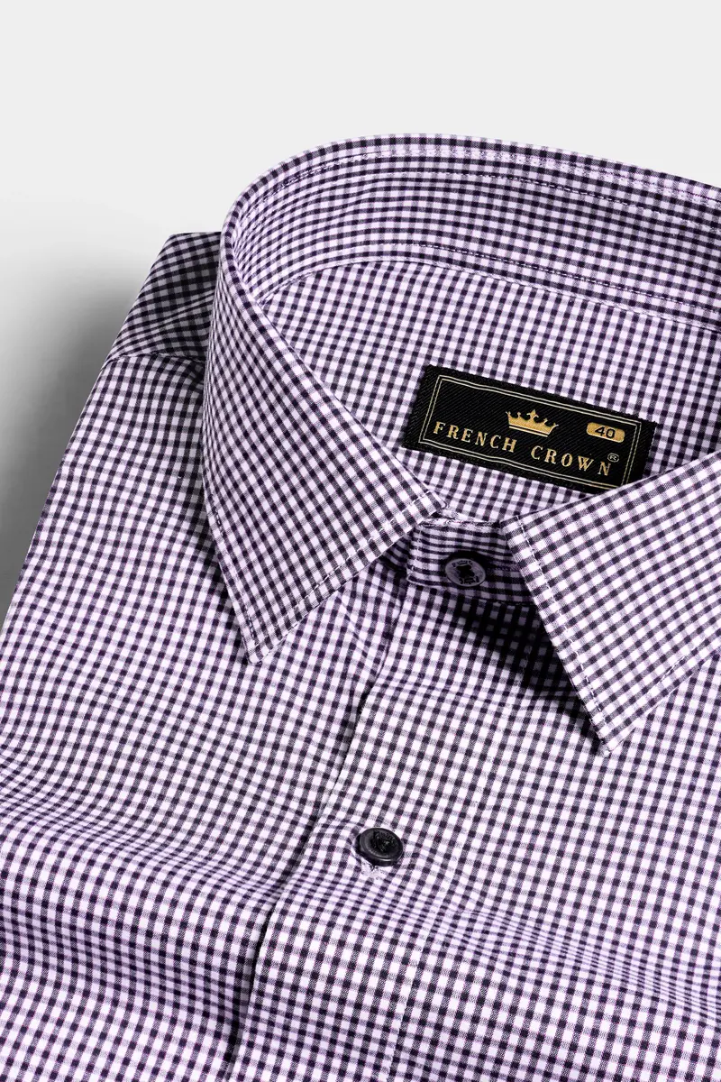 Affair Purple And Black Gingham Checkered Premium Cotton Shirt 1