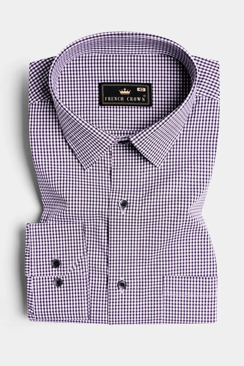 Affair Purple And Black Gingham Checkered Premium Cotton Shirt 3