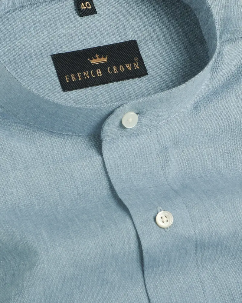 Air Force Blue Luxurious Linen Shirt 1