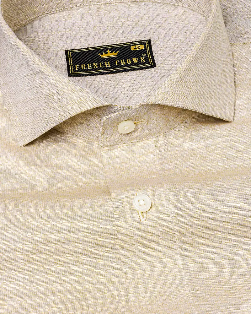 Akaroa Brown Dobby Textured Premium Giza Cotton Shirt 1