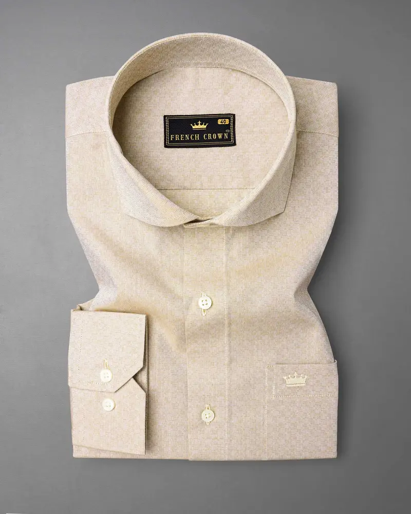 Akaroa Brown Dobby Textured Premium Giza Cotton Shirt 3
