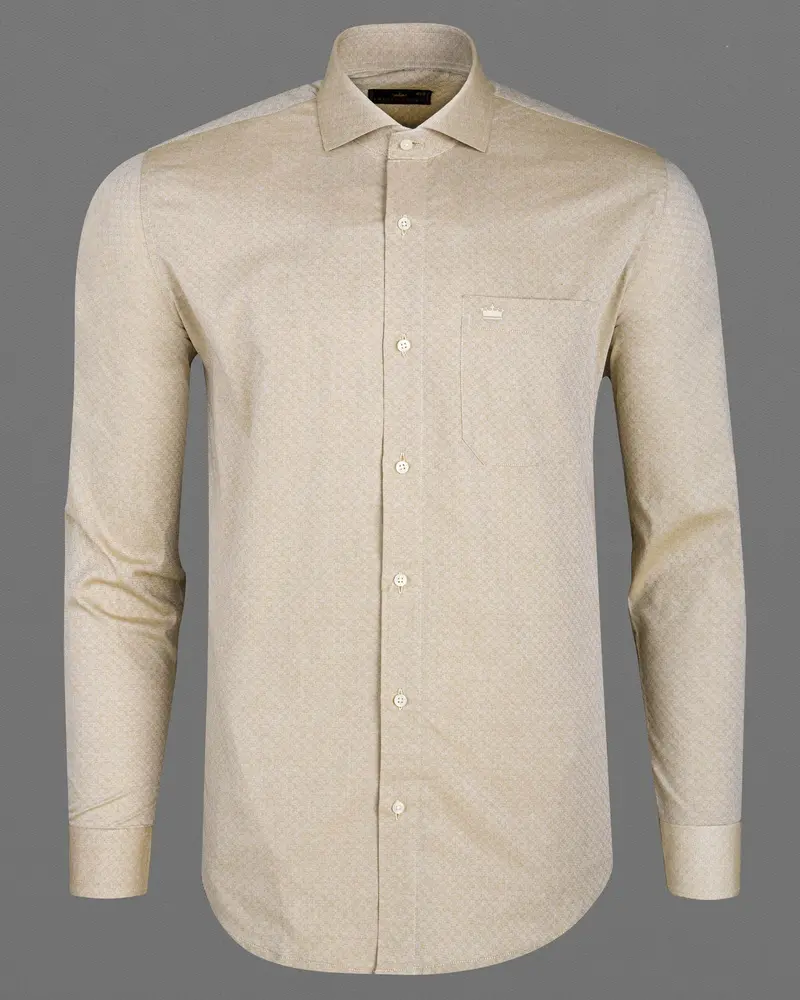 Akaroa Brown Dobby Textured Premium Giza Cotton Shirt 5