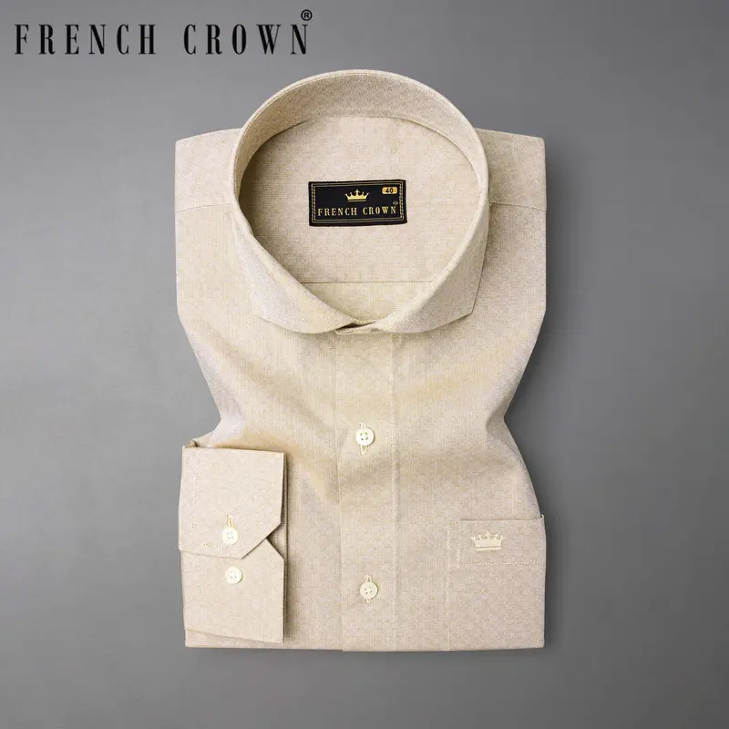 Akaroa Brown Dobby Textured Premium Giza Cotton Shirt 7