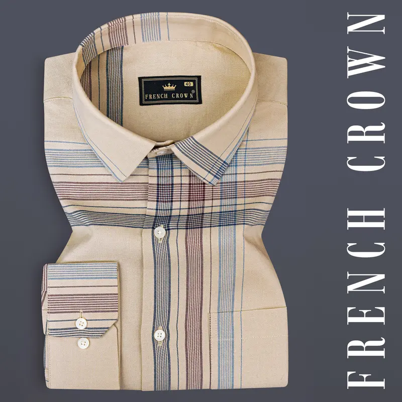 Akaroa Brown Plaid Twill Premium Cotton Shirt 1