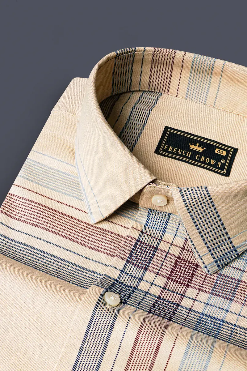 Akaroa Brown Plaid Twill Premium Cotton Shirt 2